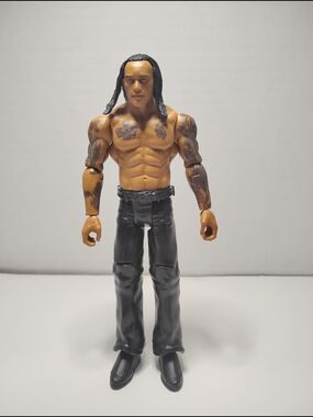 Articulated Tattooed Male Action Figure - Brown Skin, Black Pants